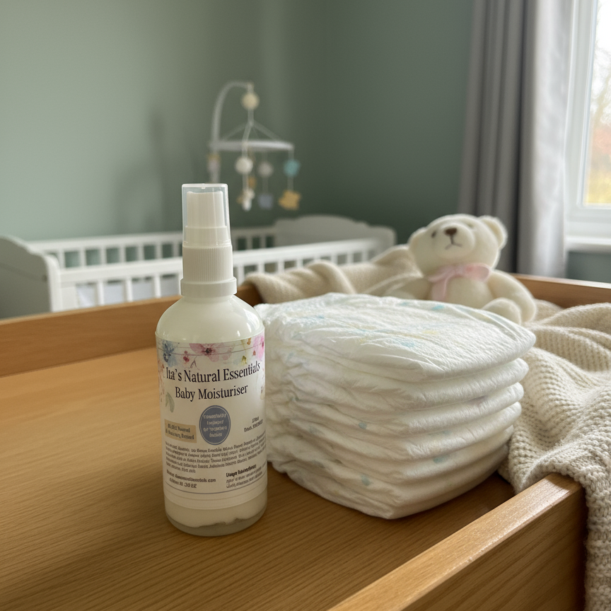 Baby Moisturiser on Nursery Dresser