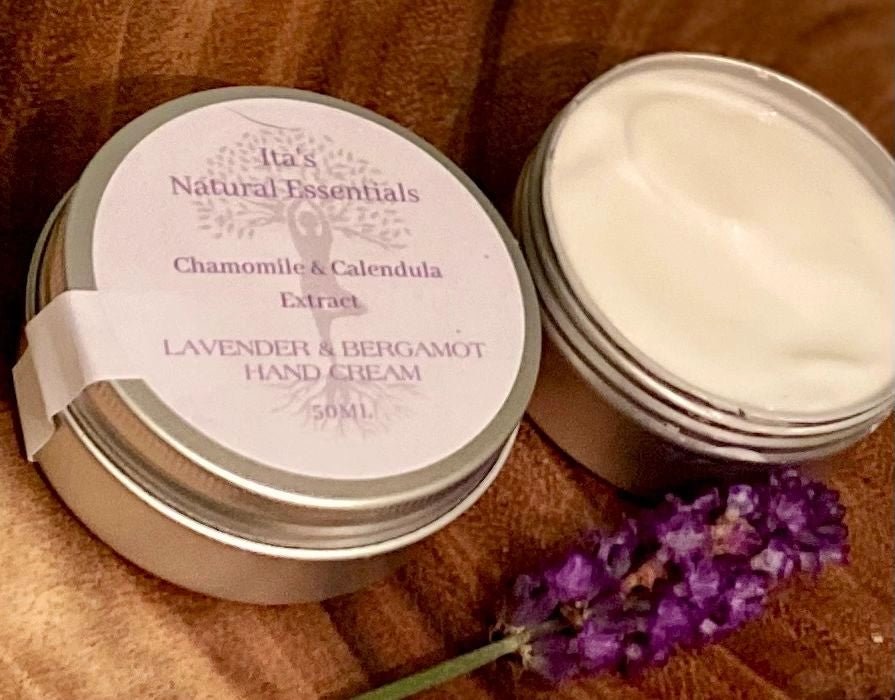Ita's Lavender & Bergamot Hand Cream combined with Chamomile and Calendula Extracts - itasnaturalessentials.com