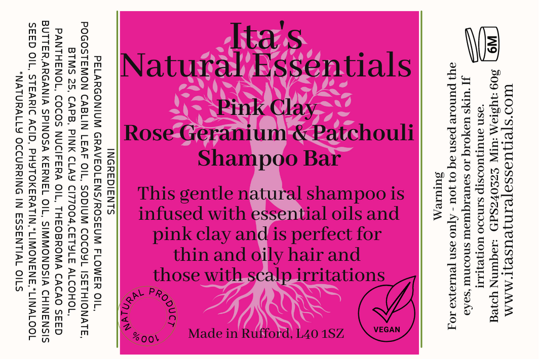 Pink Clay, Geranium & Patchouli Shampoo Bar – Gentle & Nourishing Hair Care 🌸✨ - itasnaturalessentials.com