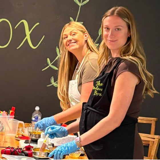 Two Sisters enjoying a skincare workshop for for their Birthday celebrations