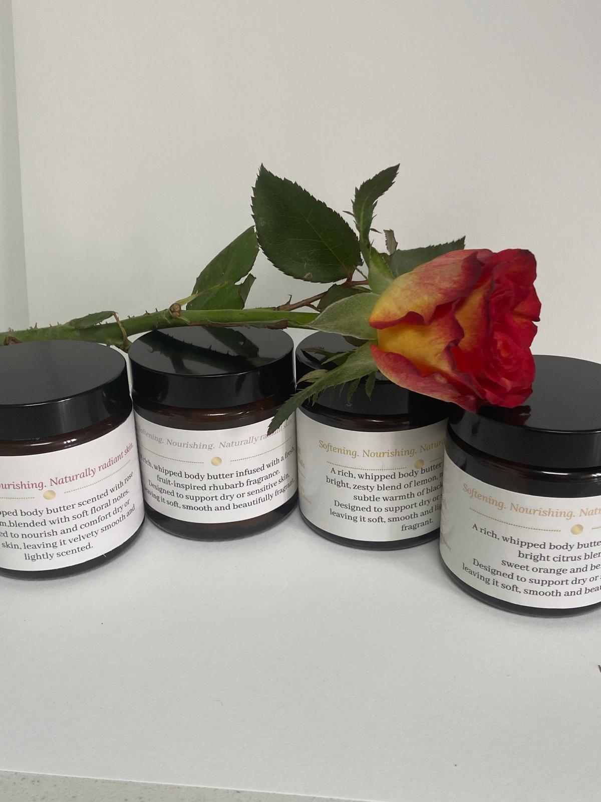 RHUBARB WHIPPED BODY BUTTER. Fresh, uplifting nourishment for soft, radiant skin - itasnaturalessentials.com