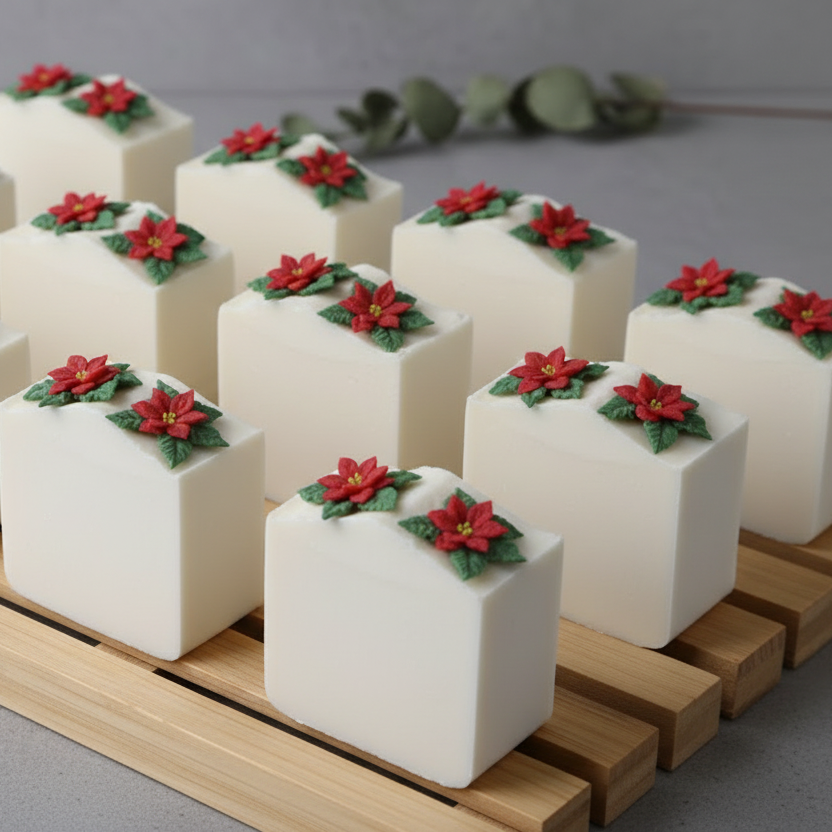 Christmas Poinsettia Soap Bars - Slender Style