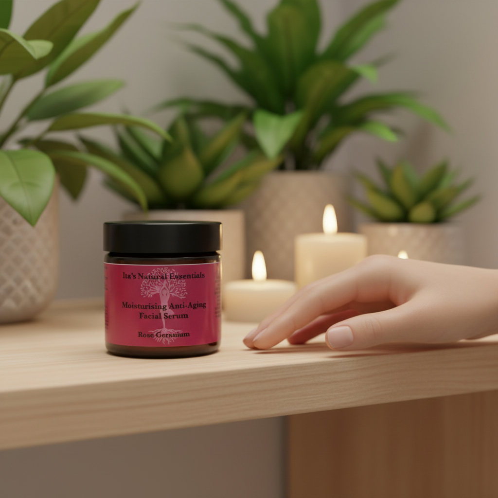 Natural midlife moisturiser for dry, hormonal or sensitive skin. Firms, hydrates and restores glow.
Vegan, cruelty-free and UK handcrafted. - itasnaturalessentials.com