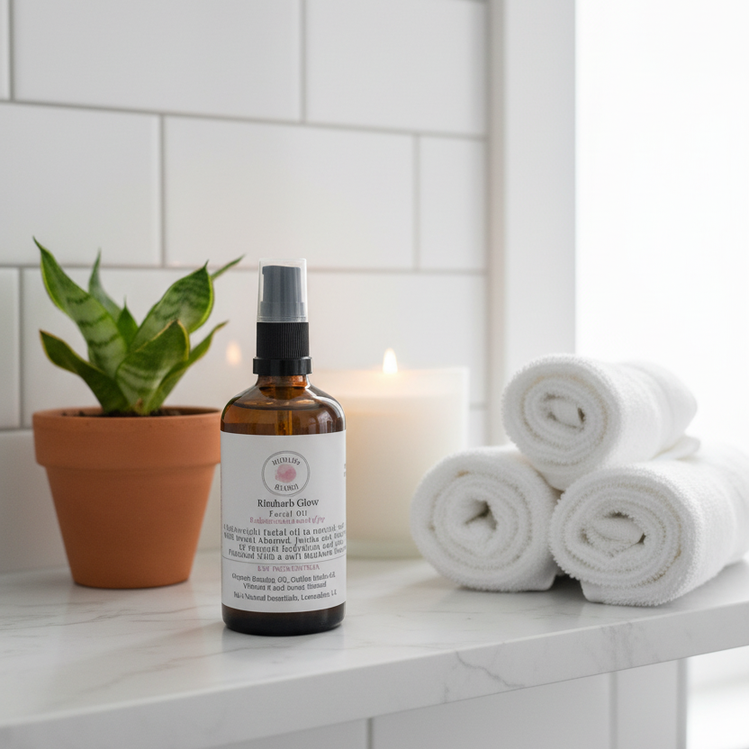 Rhubarb Glow Bathroom Shelfie